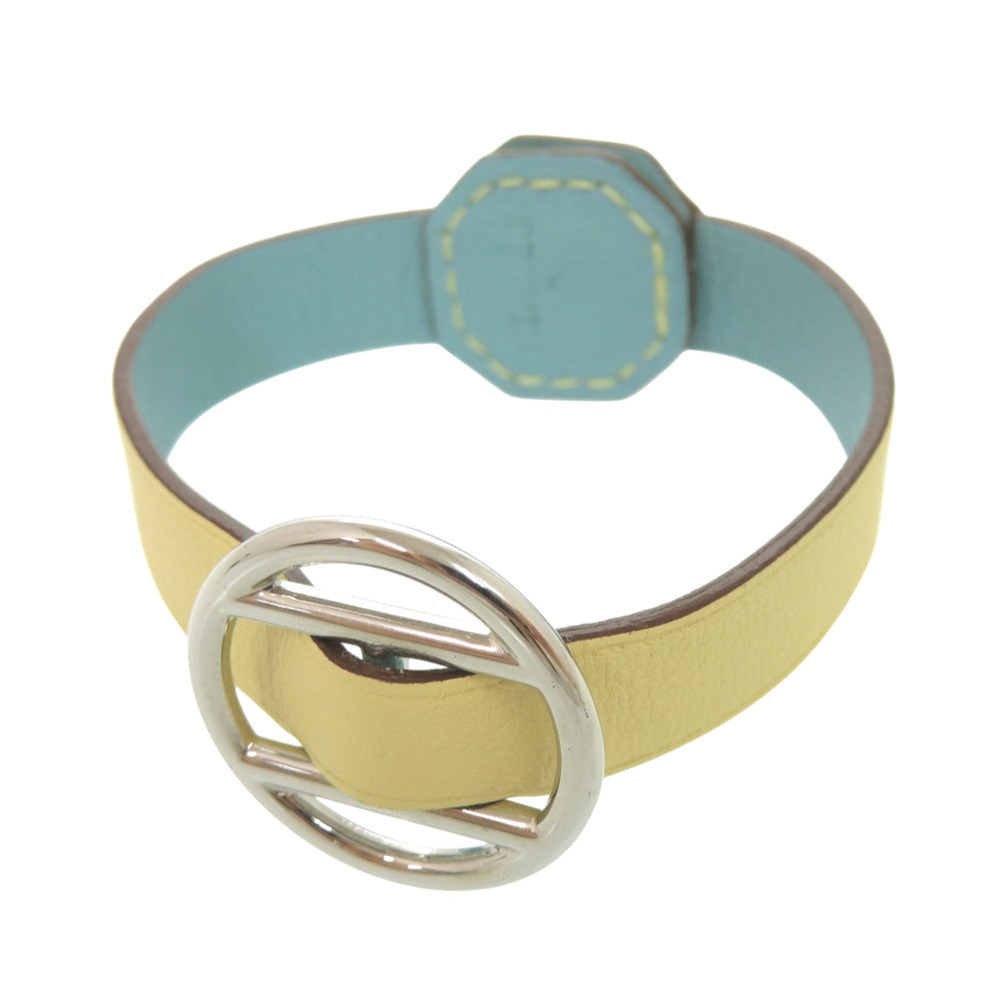 HERMES Blue Leather Charm Bracelet